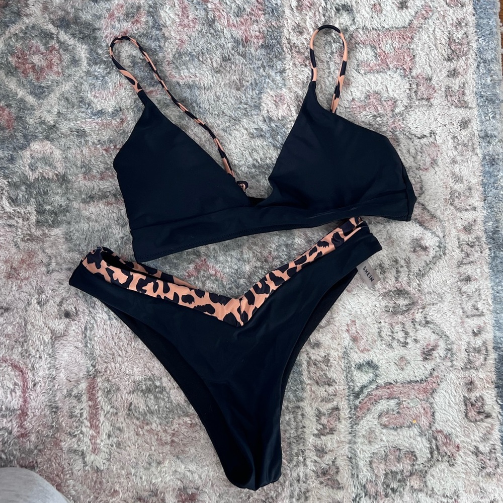 Leopard Trim V Waist Bikini
